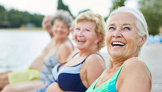 group of senior woman happy and healthy after following lifestyle tips from Campbell chiropractor